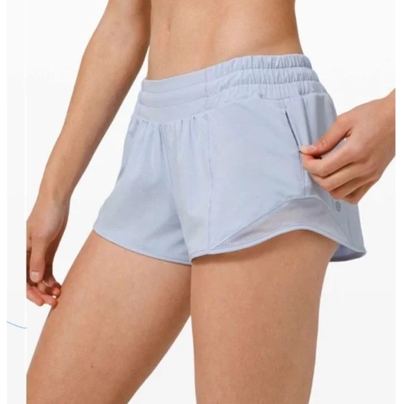 Lululemon Speed Up Shorts Light Blue Mesh Trim Athletic Women Size 10